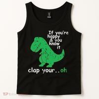If You're Happy And You Know It Clap Your Oh TRex Dino Tank Top thumb 2