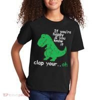 If You're Happy And You Know It Clap Your Oh TRex Dino Kids T-Shirt thumb 2