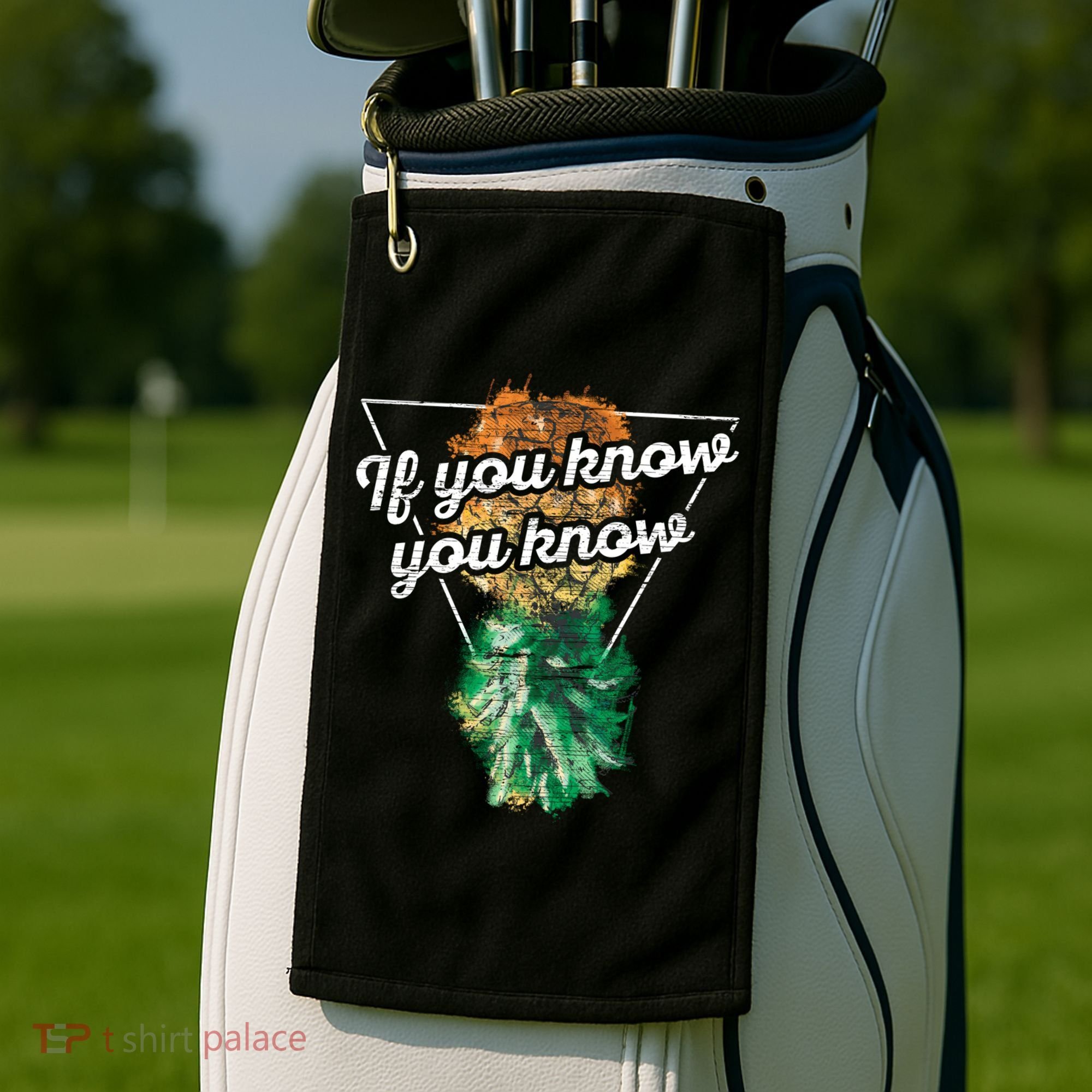 If You Know You Know Upside Down Pineapple Swinger Gift Golf Towel