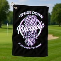 If You Know You Know Upside Down Pineapple Gift Golf Towel thumb 1