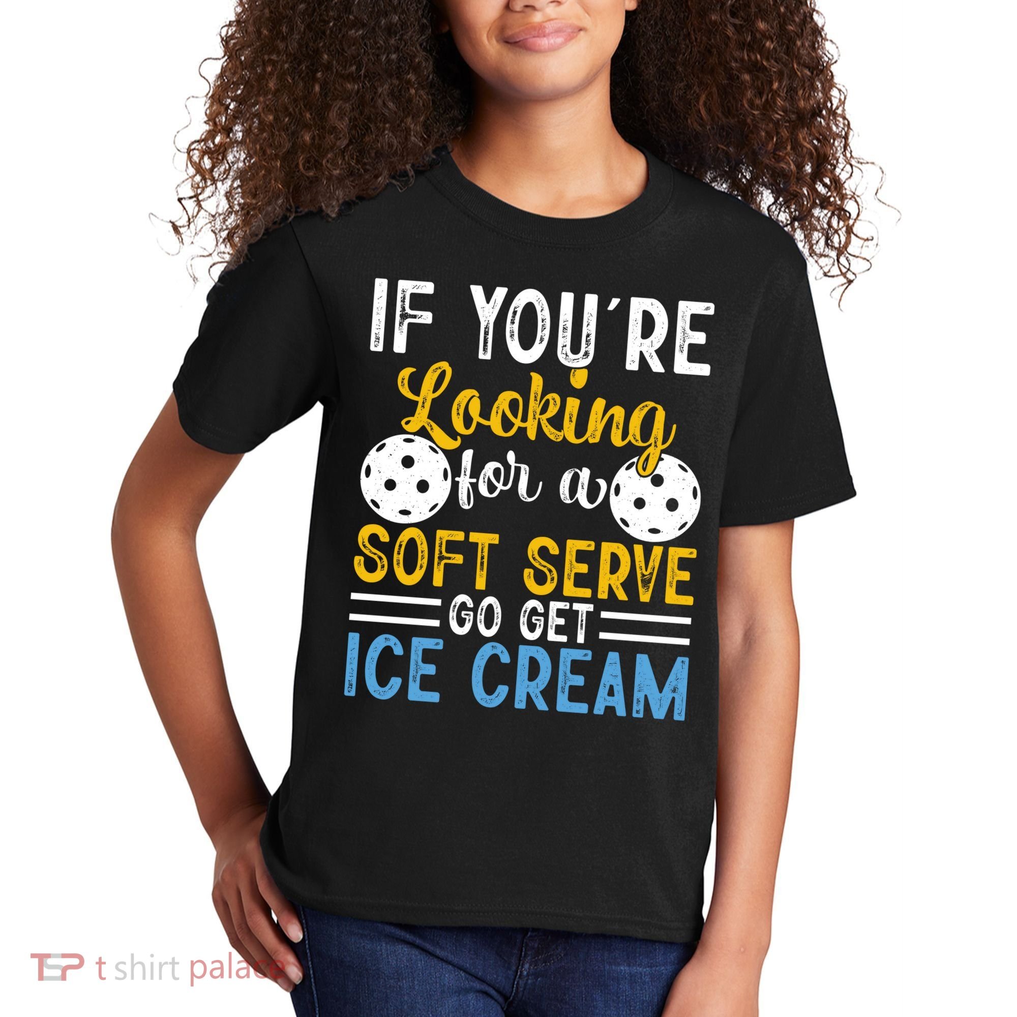 If You Looking For A Soft Serve Got Get Ice Cream Pickleball Gift Kids T-Shirt