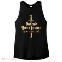 Intend Your Puns You Cowards Funny Pun Ladies PosiCharge Tri-Blend Wicking Tank thumb 0