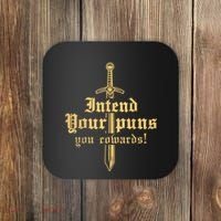 Intend Your Puns You Cowards Funny Pun Coaster thumb 0