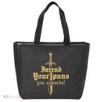 Intend Your Puns You Cowards Funny Pun Tote Bag thumb 0