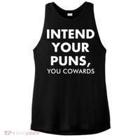 Intend Your Puns You Cowards Funny Ladies PosiCharge Tri-Blend Wicking Tank thumb 0