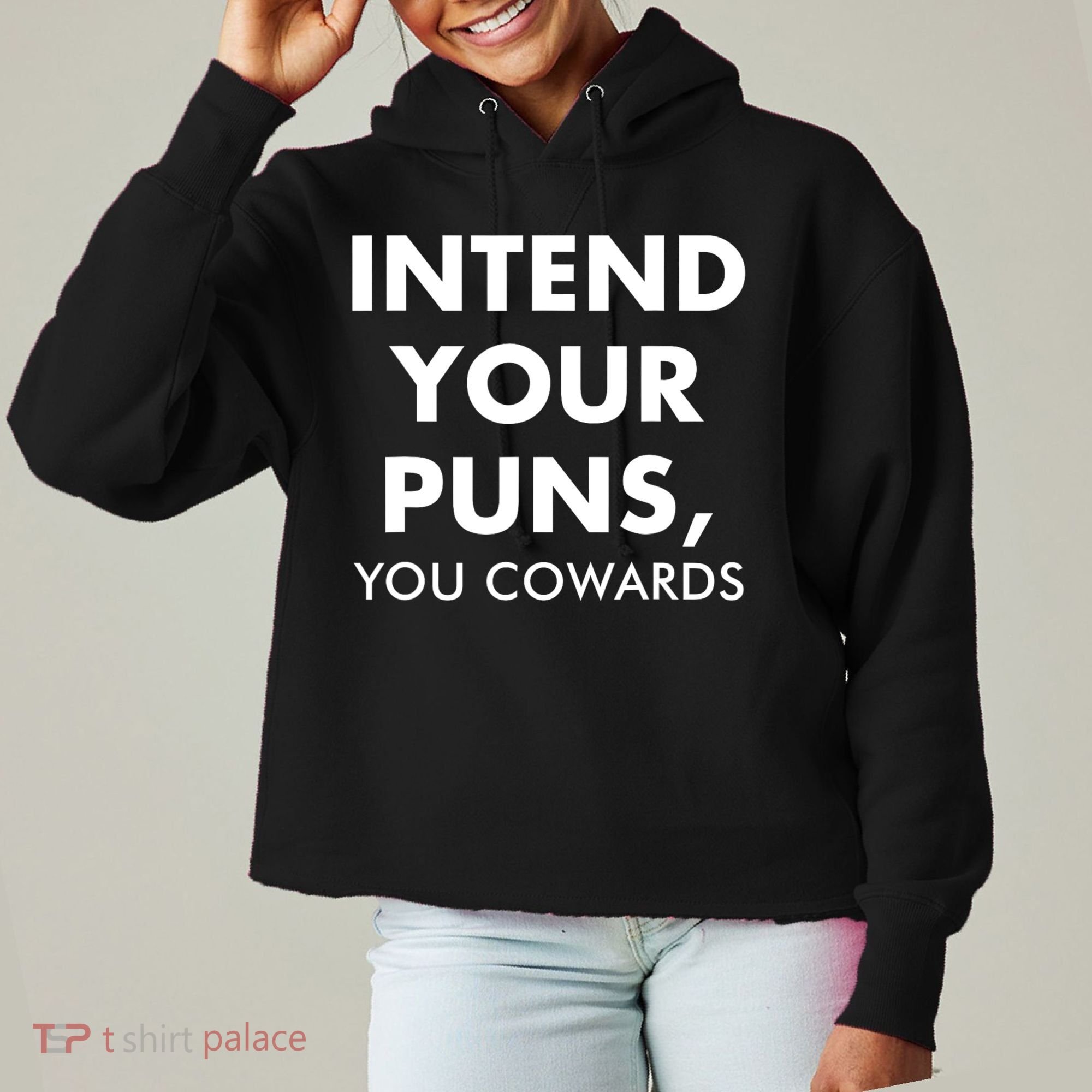 Intend Your Puns You Cowards Funny Ladies Heavyweight Boxy Pullover Hoodie
