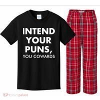 Intend Your Puns You Cowards Funny Kids Plaid Pajama Set thumb 0