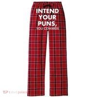 Intend Your Puns You Cowards Funny Women's Flannel Plaid Pajama Pants thumb 0