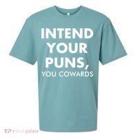 Intend Your Puns You Cowards Funny Sueded Cloud Jersey T-Shirt thumb 0