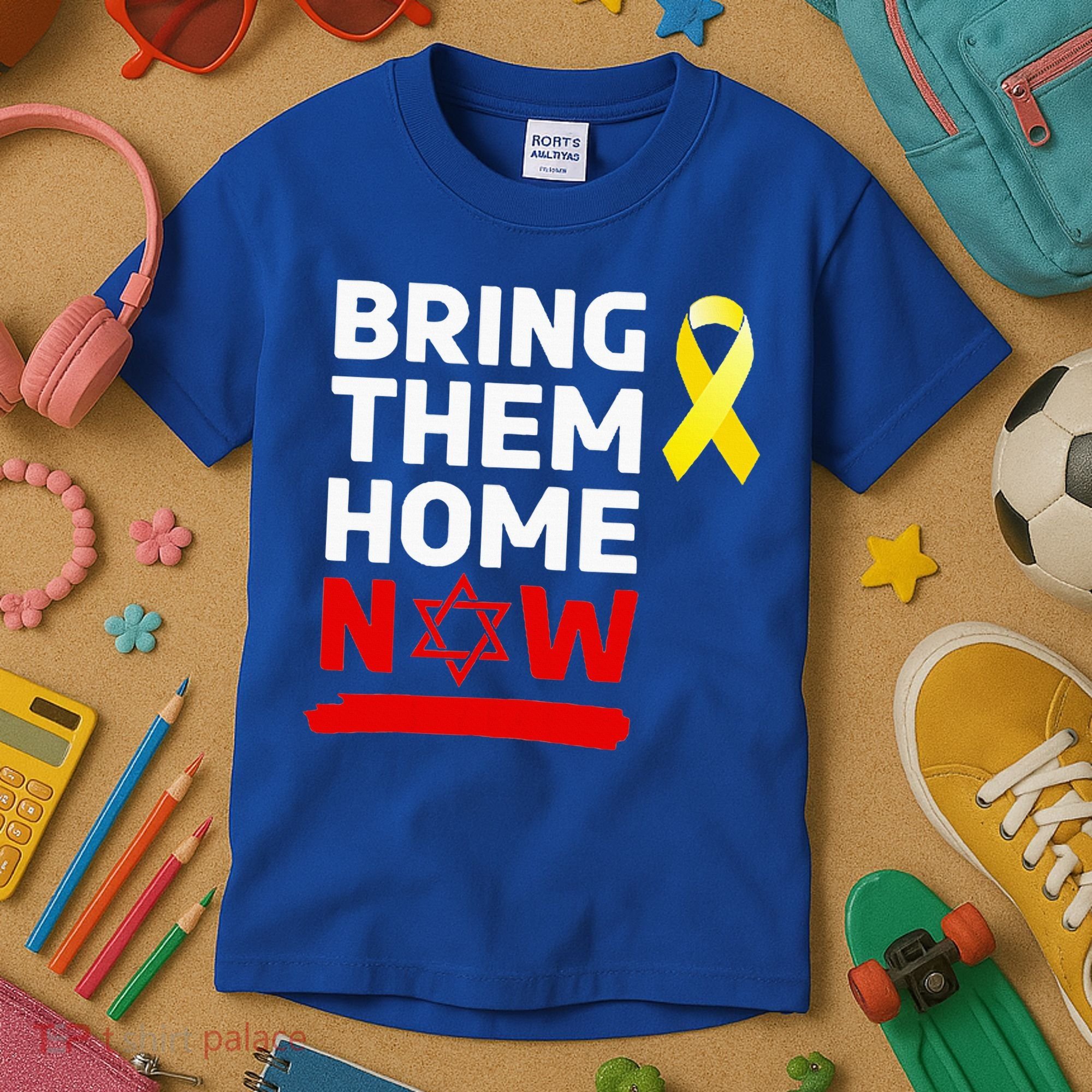 Israel Yellow Ribbon Symbol Bring Them Back Home Now Kids T-Shirt