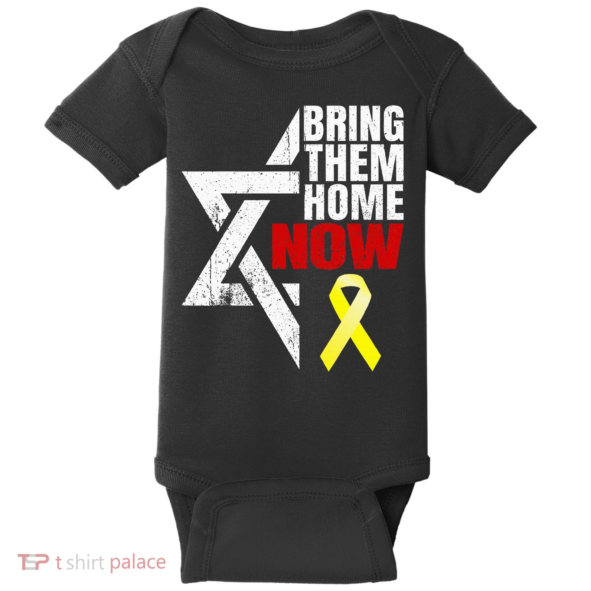 Israel Yellow Ribbon Symbol Bring Them Back Home Now Baby Bodysuit