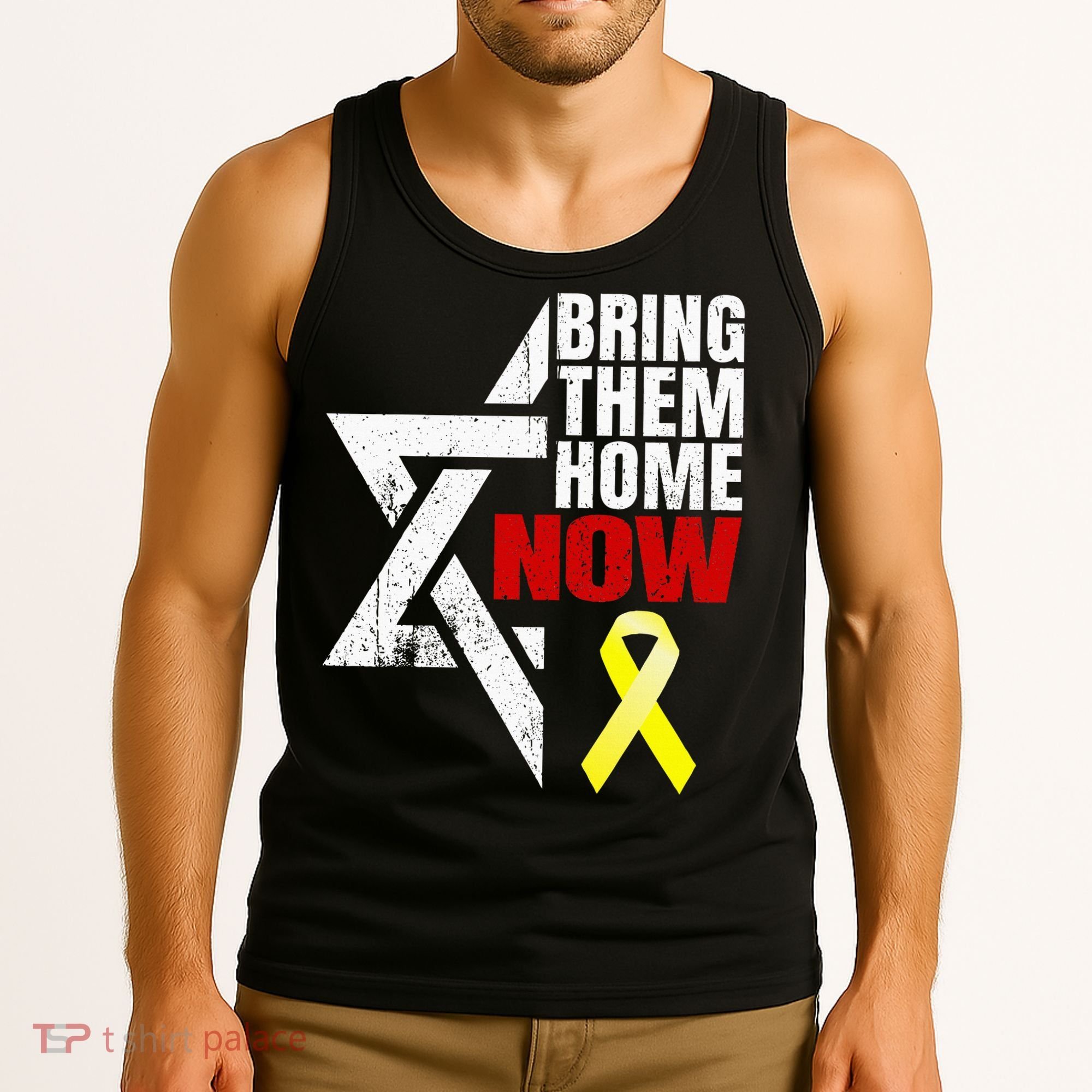 Israel Yellow Ribbon Symbol Bring Them Back Home Now Tank Top