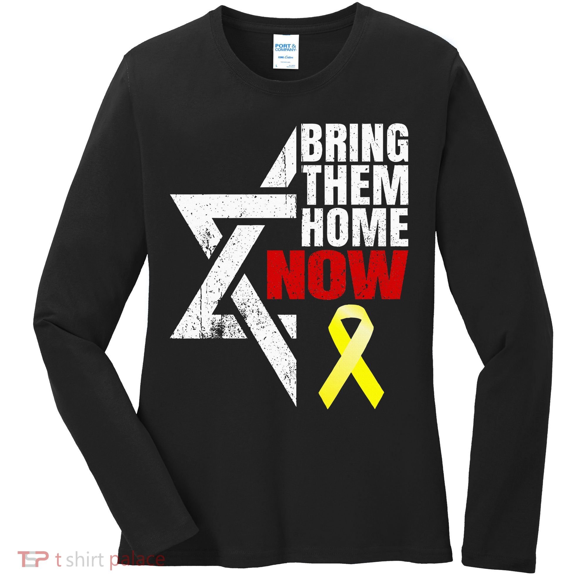 Israel Yellow Ribbon Symbol Bring Them Back Home Now Women's Long Sleeve Shirt