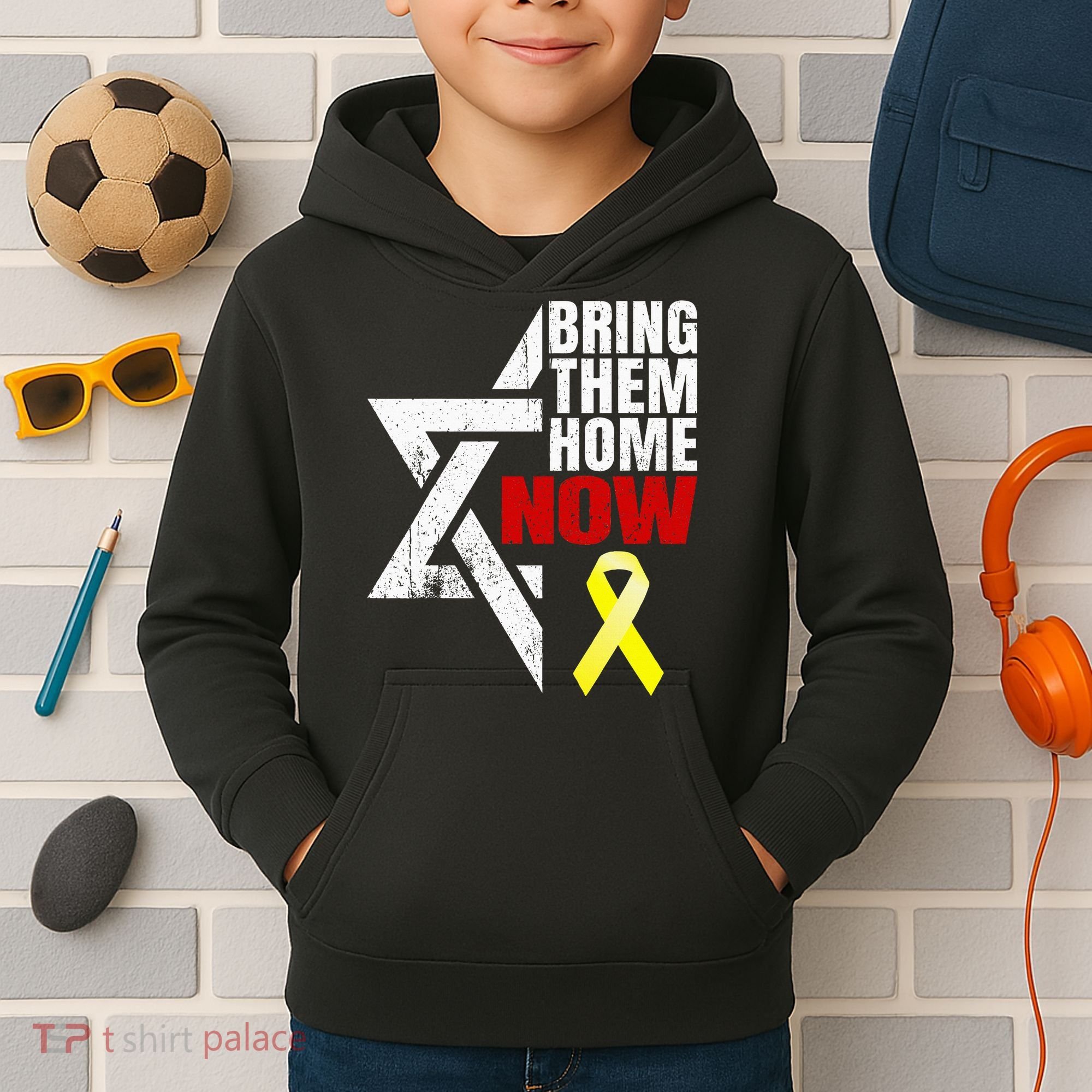 Israel Yellow Ribbon Symbol Bring Them Back Home Now Kids Hoodie
