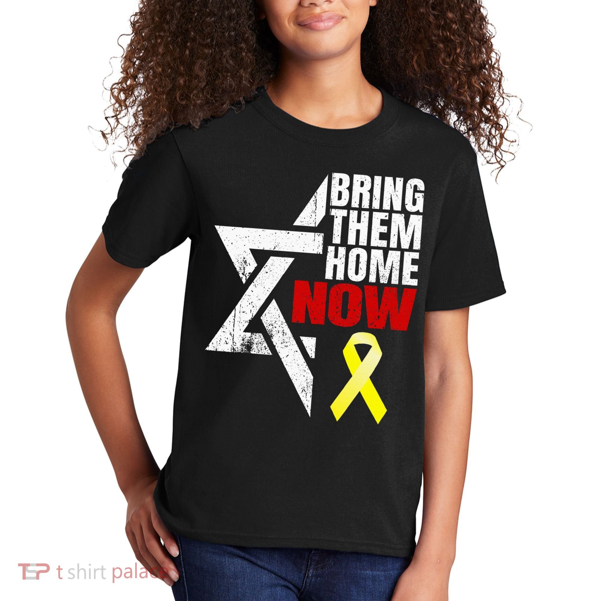 Israel Yellow Ribbon Symbol Bring Them Back Home Now Kids T-Shirt