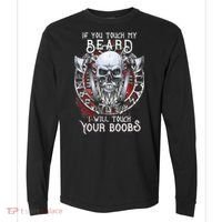 If You Touch My Beard I Will Touch Your Boobs Comfort Colors Heavyweight Long Sleeve T-Shirt thumb 0