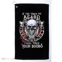 If You Touch My Beard I Will Touch Your Boobs Golf Towel thumb 0