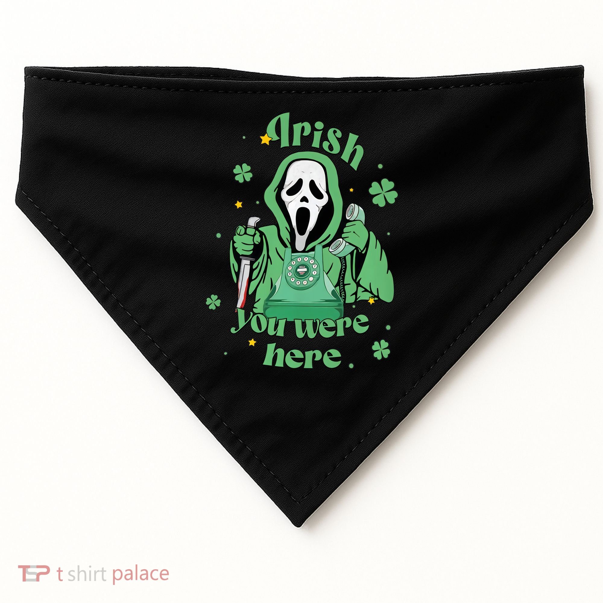 Irish You Were Here Horror Scary Patrick's Day Ghostface USA-Made Doggie Bandana