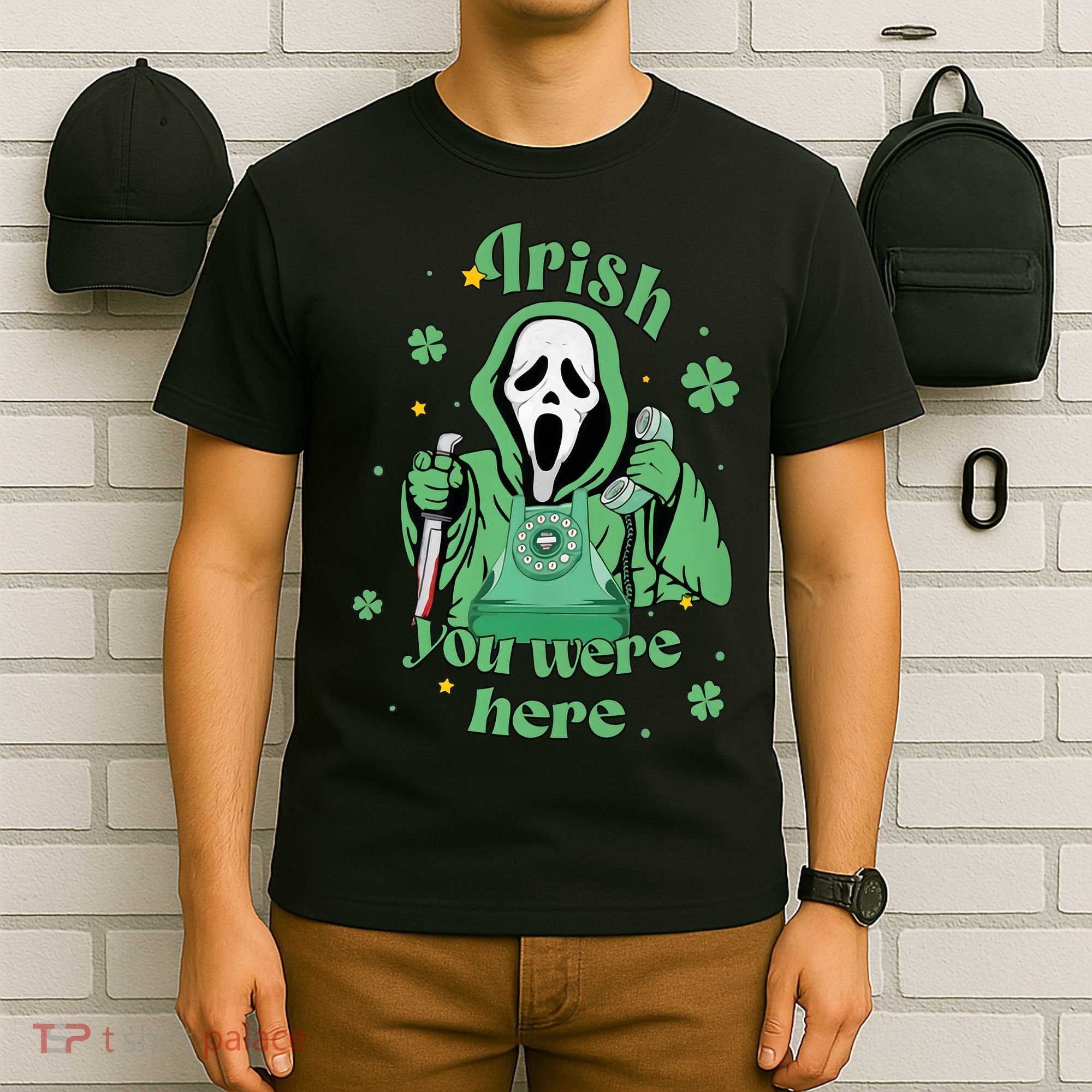 Irish You Were Here Horror Scary Patrick's Day Ghostface T-Shirt