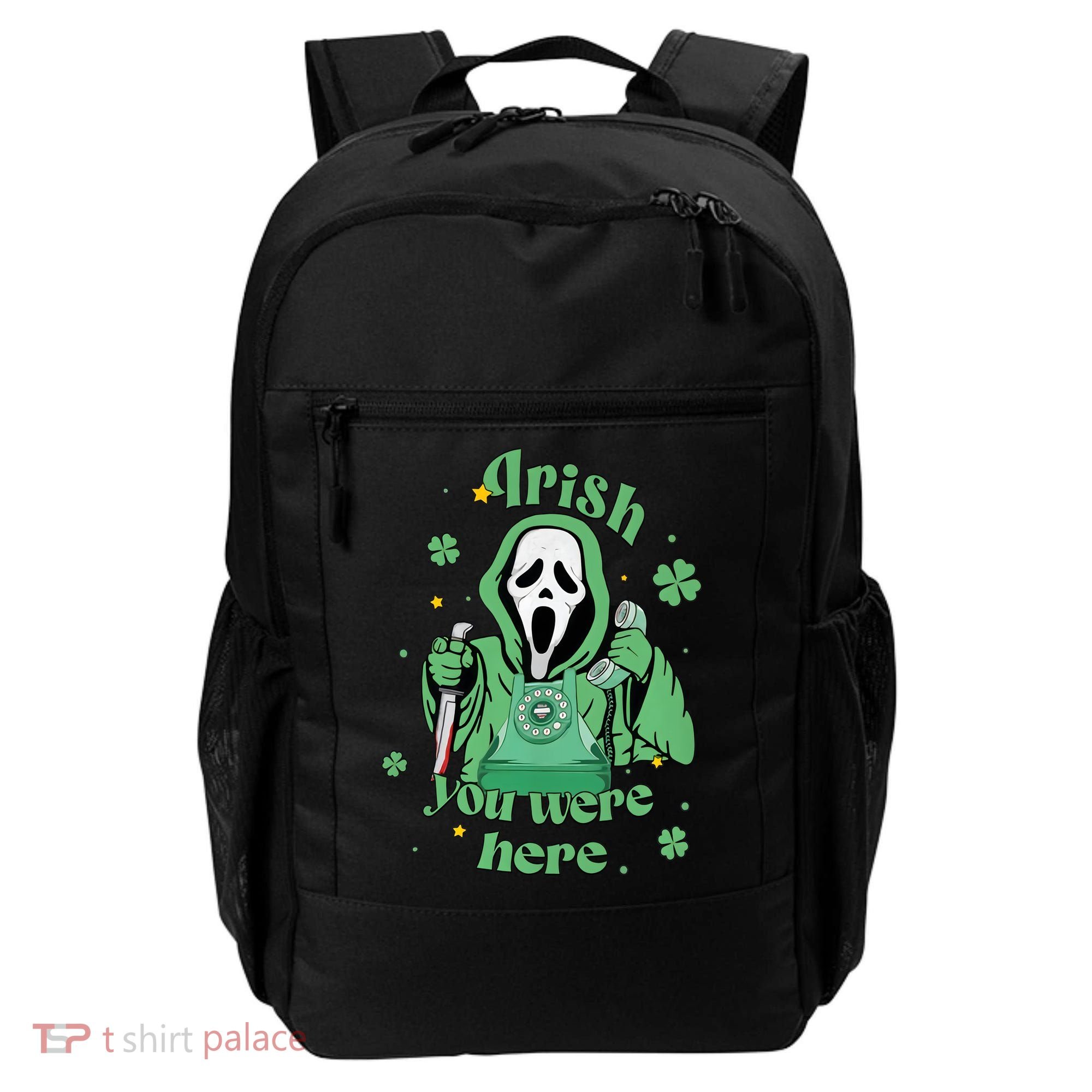 Irish You Were Here Horror Scary Patrick's Day Ghostface Backpack
