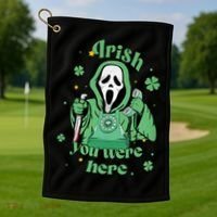 Irish You Were Here Horror Scary Patrick's Day Ghostface Golf Towel thumb 1