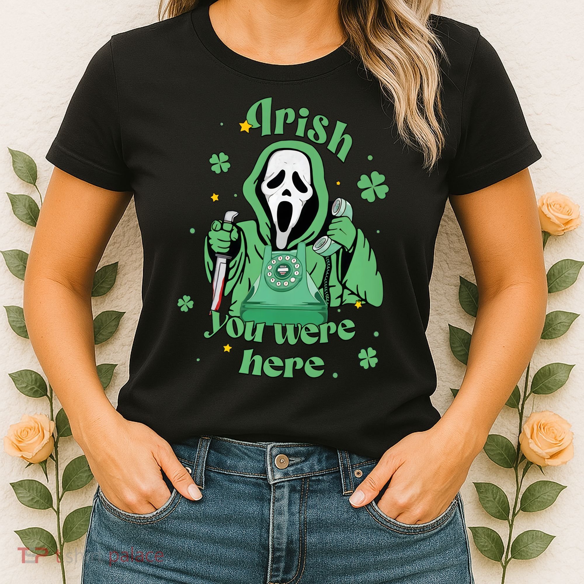 Irish You Were Here Horror Scary Patrick's Day Ghostface Women's T-Shirt