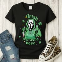 Irish You Were Here Horror Scary Patrick's Day Ghostface Women's T-Shirt thumb 3