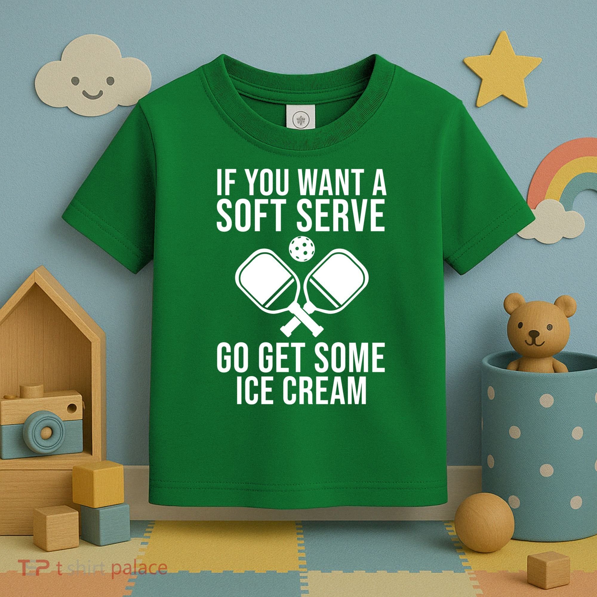 If You Want A Soft Serve Go Get Some Ice Cream Funny Pickleball Toddler T-Shirt