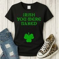 Irish You Were Naked With A Clover. St. Patrick Day Women's T-Shirt thumb 3