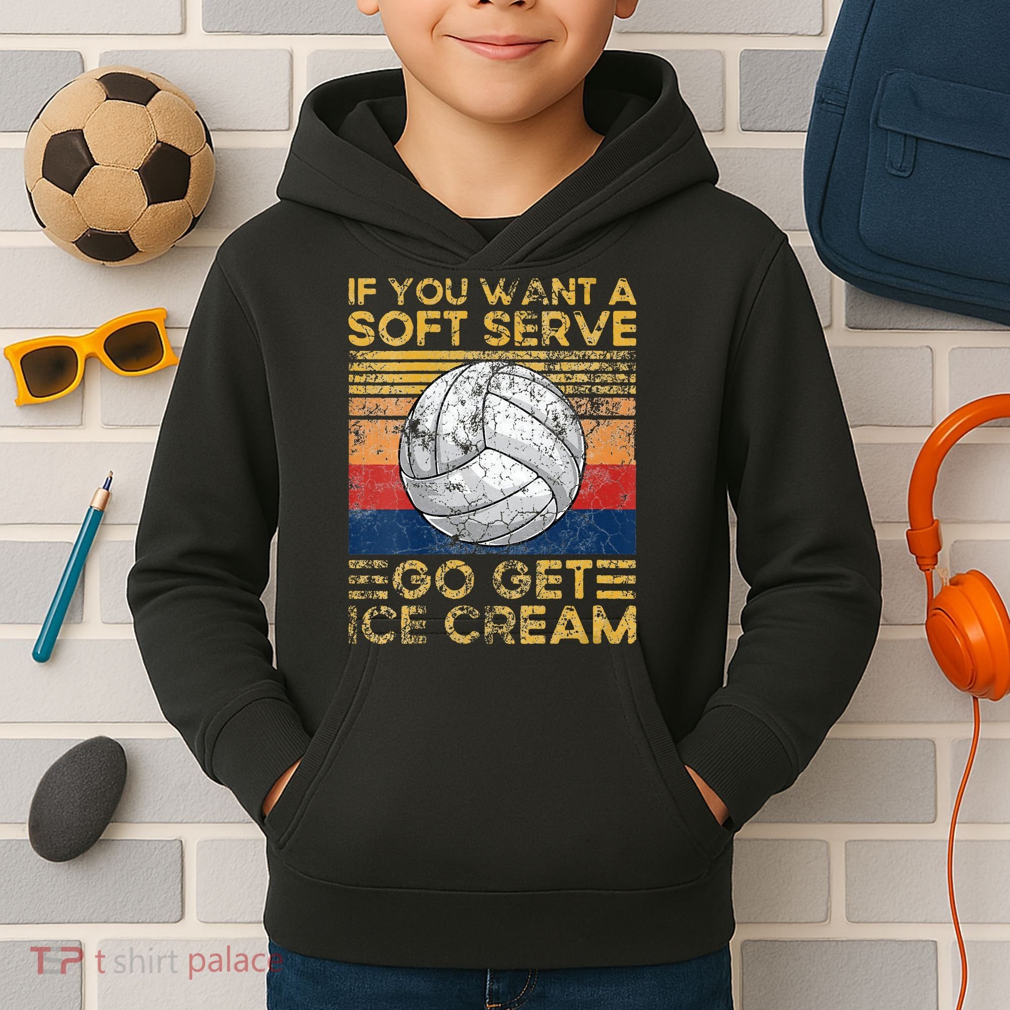 If You Want A Soft Serve Go Get Ice Cream Volleyball Kids Hoodie