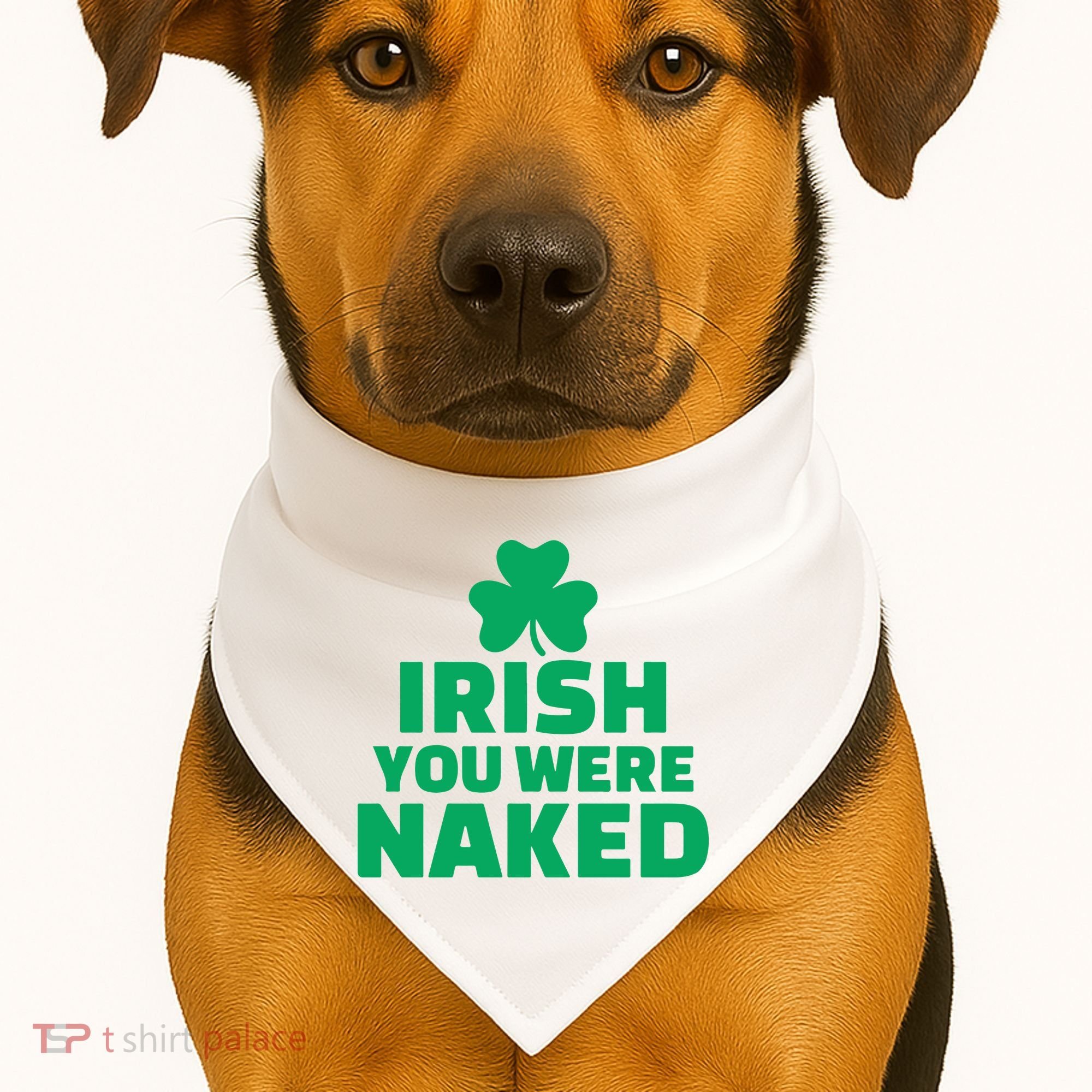 Irish You Were Naked Gift, St Patrick's Day USA-Made Doggie Bandana