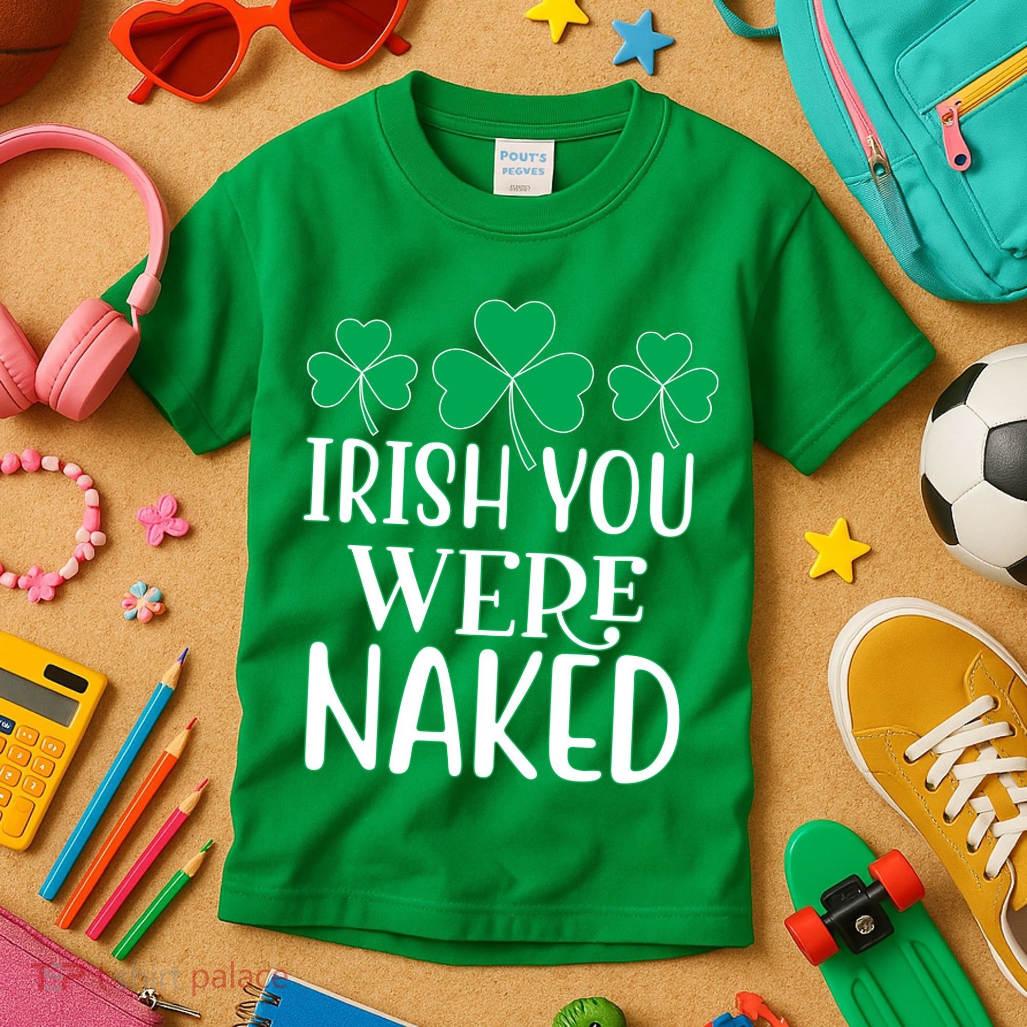 Irish You Were Naked Funny St Patricks Kids T-Shirt