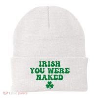 Irish You Were Naked Funny St Patricks Beanie thumb 0
