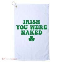 Irish You Were Naked Funny St Patricks Golf Towel thumb 0