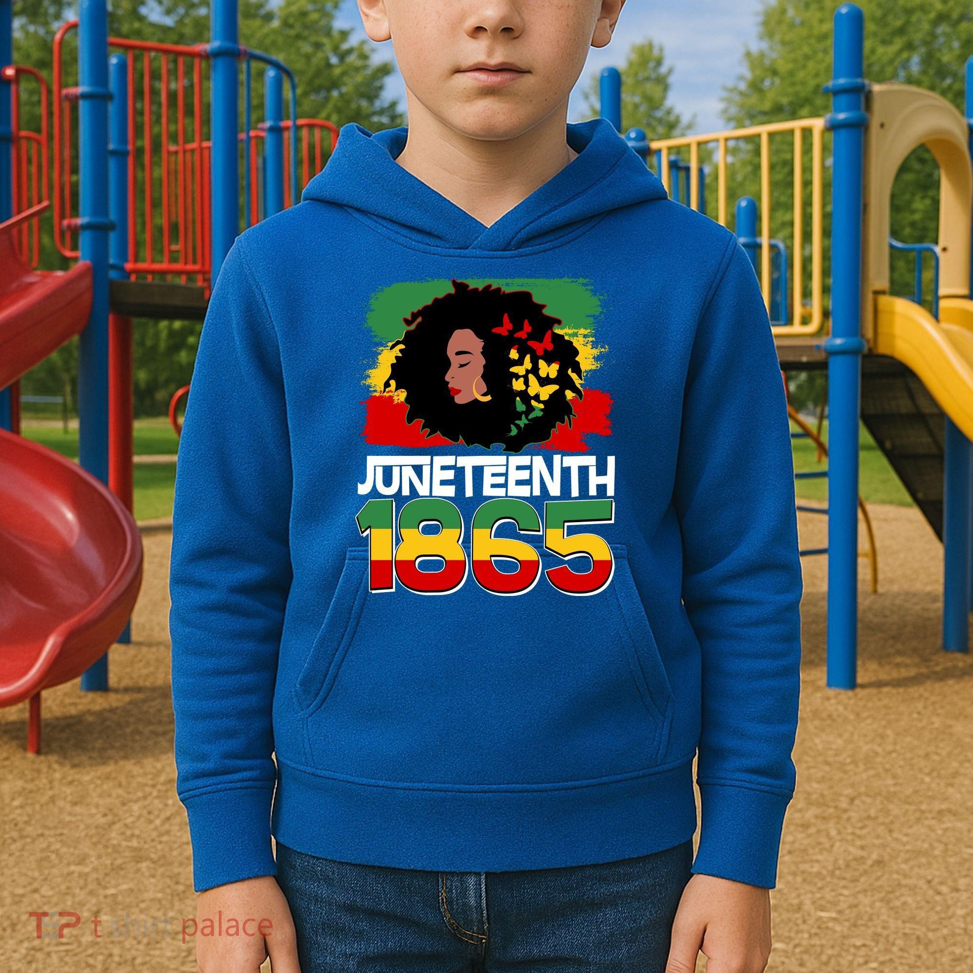 Juneteenth 1865 African American Black Woman Kids Hoodie