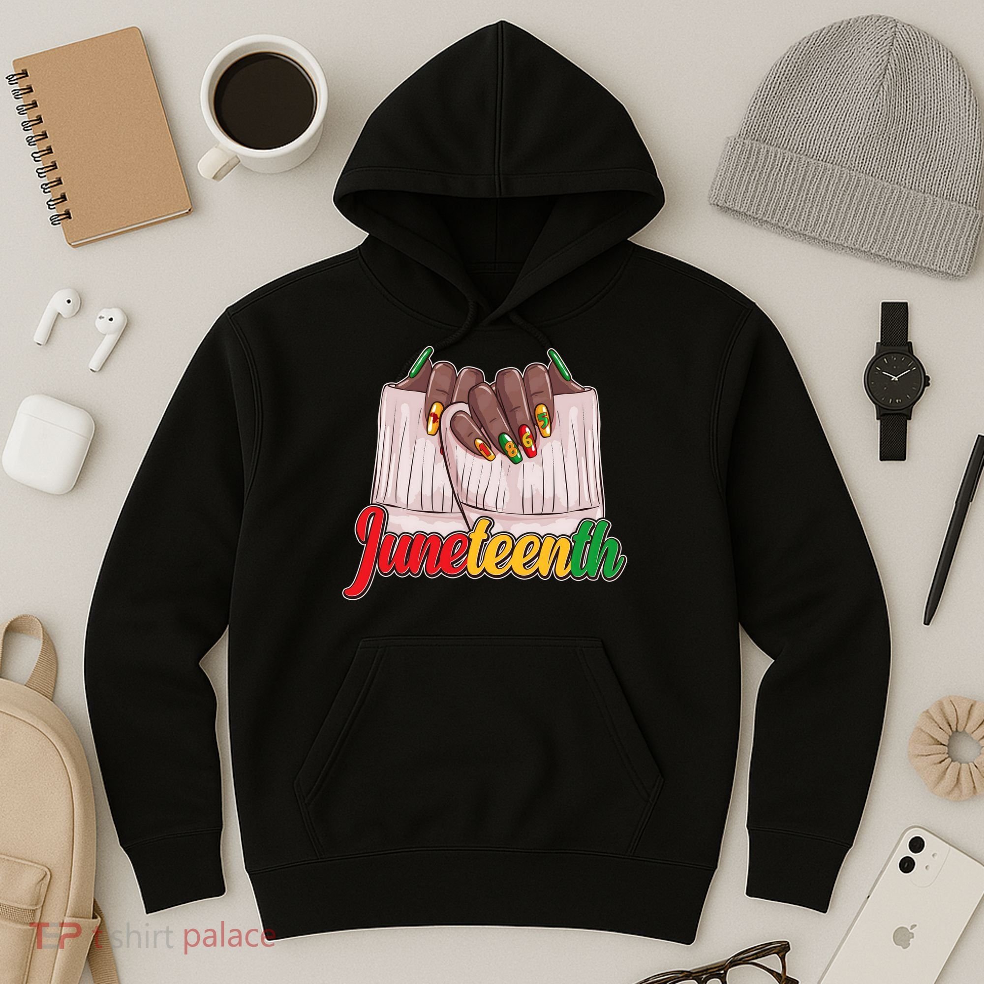 Juneteenth 1865 Finger Nails Manicure Hoodie