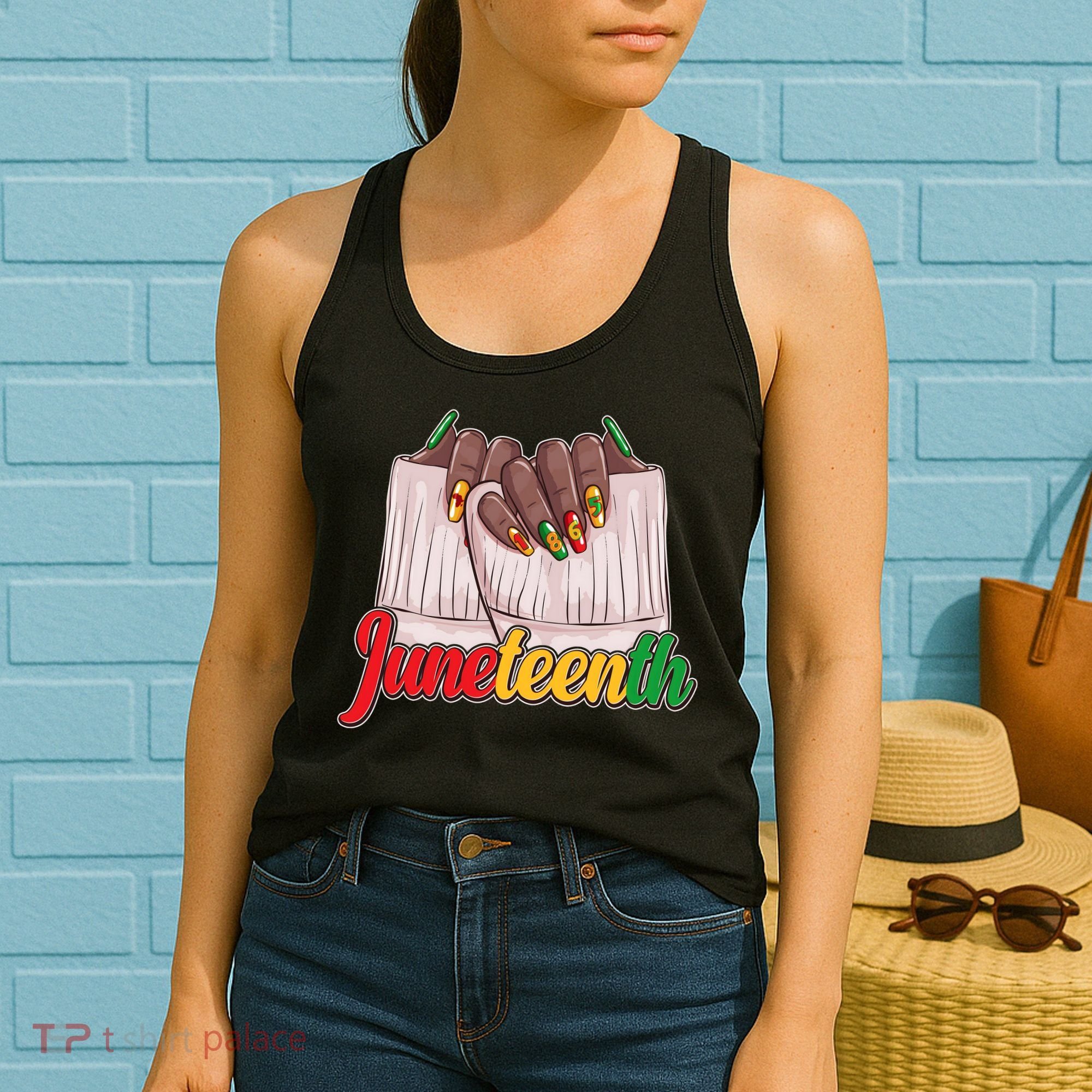Juneteenth 1865 Finger Nails Manicure Women's Tank Top