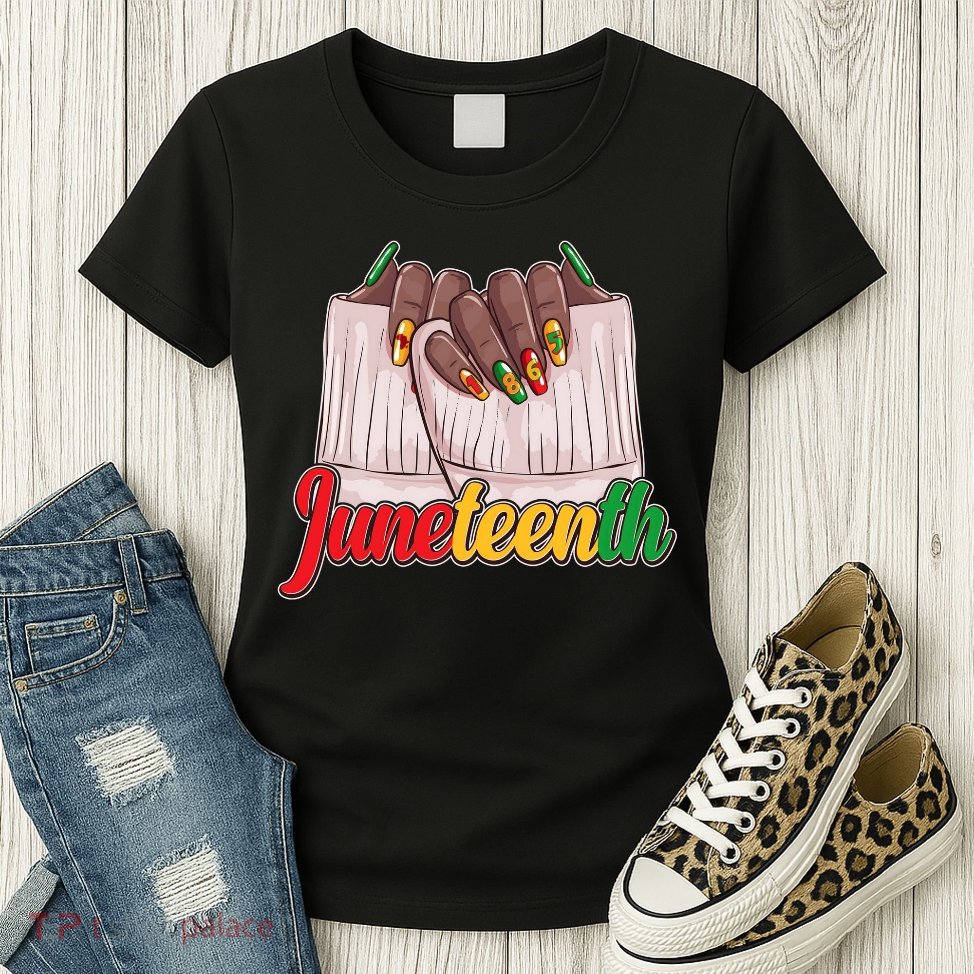 Juneteenth 1865 Finger Nails Manicure Women's T-Shirt