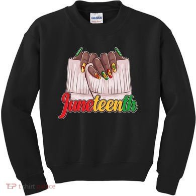 Juneteenth 1865 Finger Nails Manicure Kids Sweatshirt