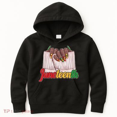 Juneteenth 1865 Finger Nails Manicure Kids Hoodie