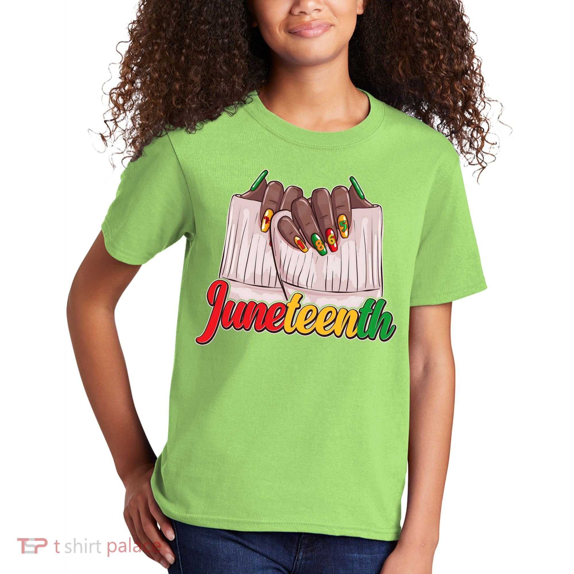 Juneteenth 1865 Finger Nails Manicure Kids T-Shirt