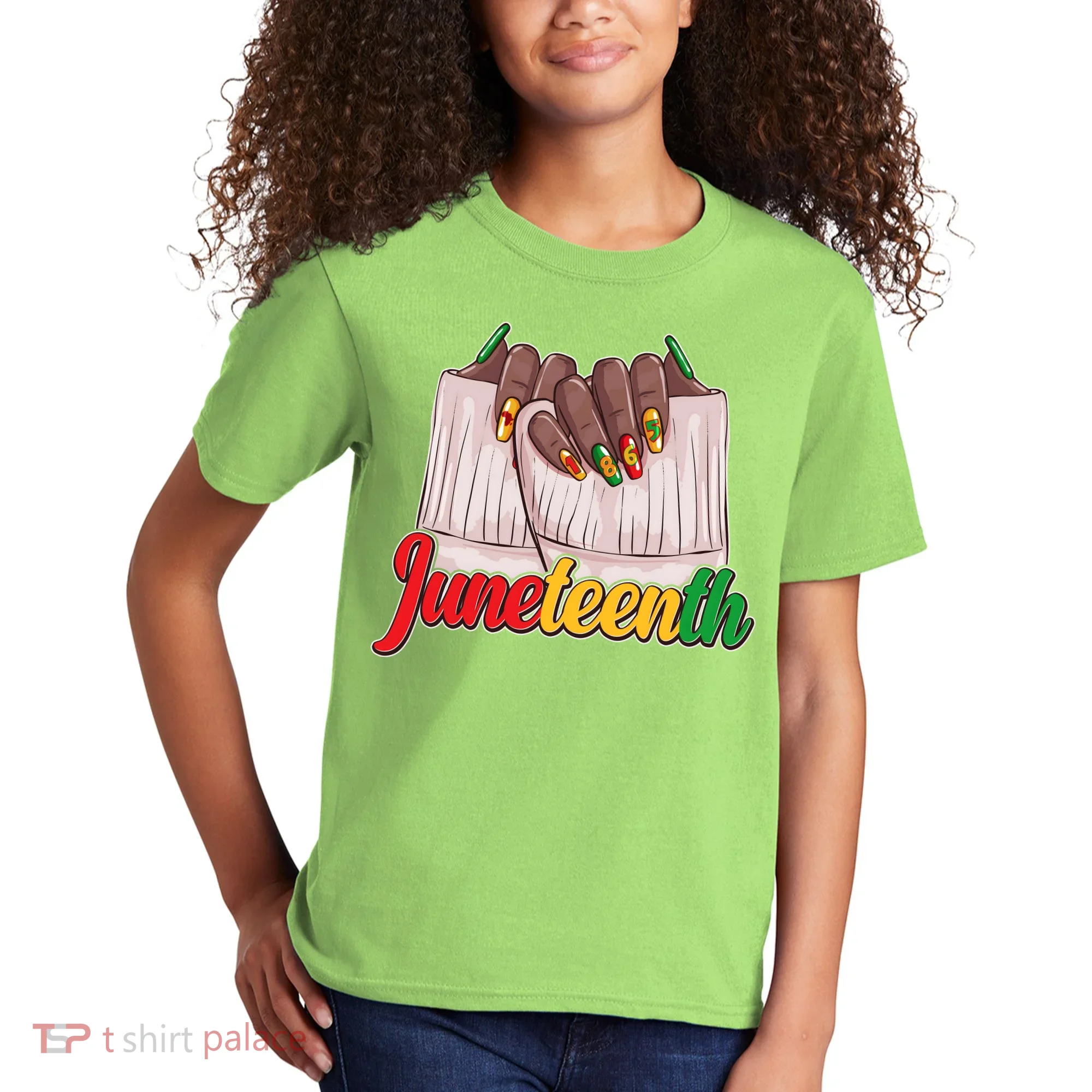 Juneteenth 1865 Finger Nails Manicure Kids T-Shirt
