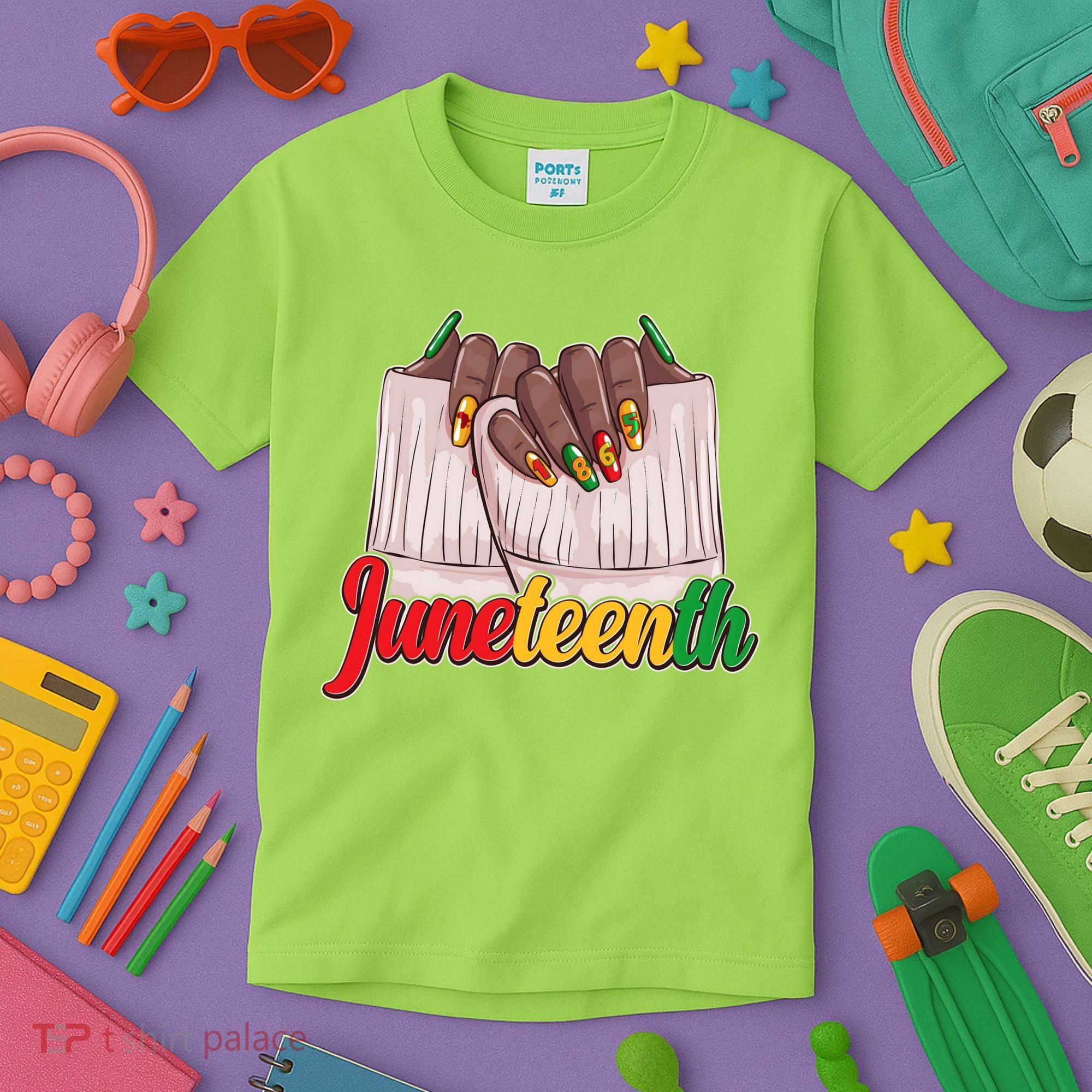 Juneteenth 1865 Finger Nails Manicure Kids T-Shirt