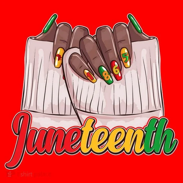 Juneteenth 1865 Finger Nails Manicure Santa Hat