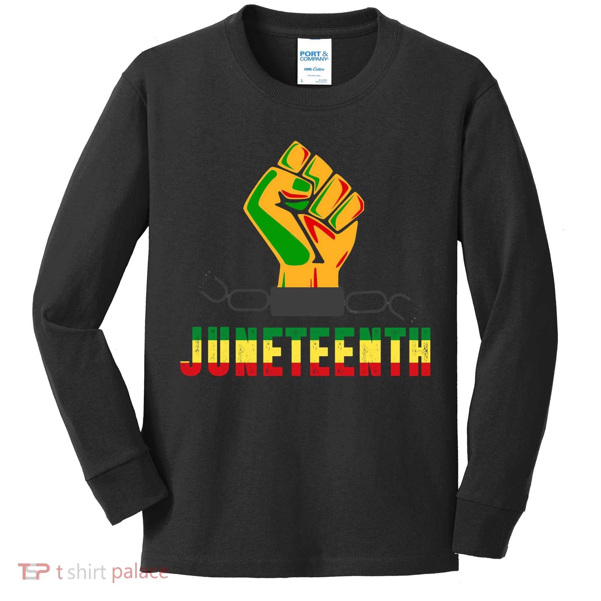 Juneteenth 1865 Hands In Chain Kids Long Sleeve Shirt