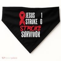 Jesus 1 Stroke 0 Stoke Awareness Stroke Survivor USA-Made Doggie Bandana thumb 0