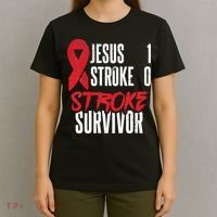 Jesus 1 Stroke 0 Stoke Awareness Stroke Survivor T-Shirt thumb 4