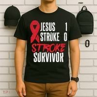 Jesus 1 Stroke 0 Stoke Awareness Stroke Survivor T-Shirt thumb 6