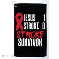 Jesus 1 Stroke 0 Stoke Awareness Stroke Survivor Golf Towel thumb 0