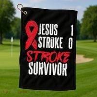 Jesus 1 Stroke 0 Stoke Awareness Stroke Survivor Golf Towel thumb 1